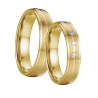Ékszerkirály Női karikagyűrű, vésett csíkkal, rozsdamentes acél, aranyszínű, 10-es méret