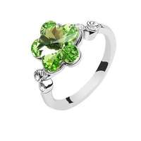 Ékszerkirály Virág formájú gyűrű, Peridot zöld, Swarovski kristállyal díszített, 7,25
