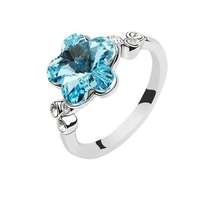 Ékszerkirály Virág formájú gyűrű, Aquamarine, Swarovski kristállyal díszített, 7,25