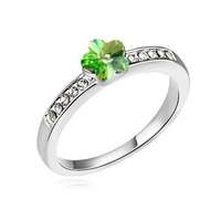 Ékszerkirály Virág alakú gyűrű, Peridot zöld, Swarovski kristállyal díszített, 7,5