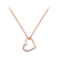 Ékszerkirály Ezüst női nyaklánc kristályos szívmedállal, rózsaarany színben