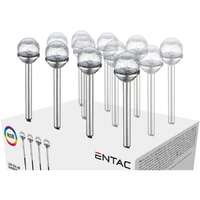 ENTAC Entac napelemes szolár lámpa 40cm leszúrható rozsdamentes acél üveg fej 2 LED RGB+fehér