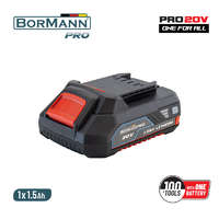 <!HTML KOD><p><a href="https://www.elefantszerszam.hu/BORMANN-Pro"><img src="https://shop.unas.hu/shop_ordered/69983/pic/BORMANNPro.png" width="150" height="63" alt="" /></a>& BORMANN Pro akkumulátor 20V,Li-Ion, 1.5Ah (BBP2006)
