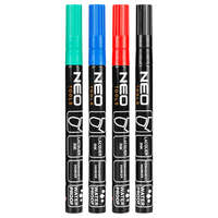 <!HTML KOD><p><a href="https://www.elefantszerszam.hu/NEO"><img src="https://shop.unas.hu/shop_ordered/69983/pic/1.jpg" width="150" height="58" alt="" /></a></p> NEO 4db jelölőfilc, lakkfilc, vízálló festékkel, alu festéktartály házzal, színes, normál hegyű (13-853)