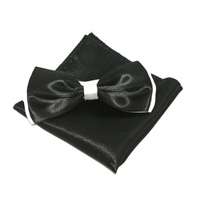 Szatén csokornyakkendő szett - Fekete-fehér