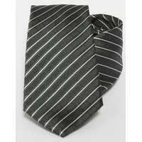  Prémium selyem nyakkendő - Khaky-fehér csíkos