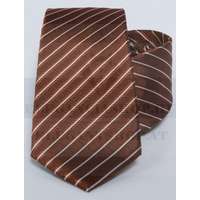  Prémium selyem nyakkendő - Rozsdabarna-fehér csíkos