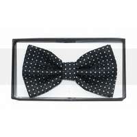 Díszdobozos mintás csokornyakkendő - Fekete pöttyös