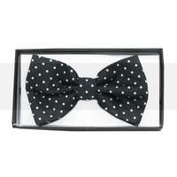 Díszdobozos mintás csokornyakkendő - Fekete pöttyös