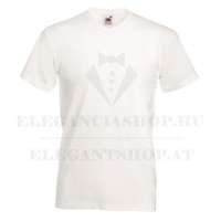 Férfi 100% pamut r.u V-nyakú póló - Fehér