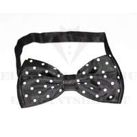 Zsorzsett szatén csokornyakkendő - Fekete-fehér pöttyös