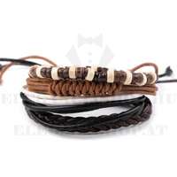 Férfi ekobőr karkötő szett