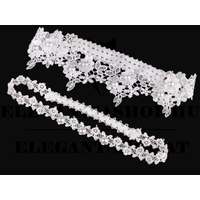 Lakodalmi harisnyakötő készlet - csipke gyöngyökkel