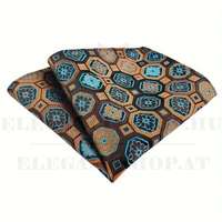Exkluzív díszzsebkendő - Barna-kék mintás
