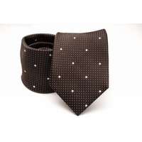  Prémium selyem nyakkendő - Sötétbarna-fehér mintás