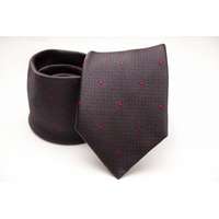  Prémium selyem nyakkendő - Sötétbarna-pink mintás