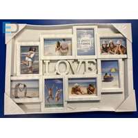 Osztott képkeret " LOVE " 8 képes ( 10 x 15cm ) fehér-arany
