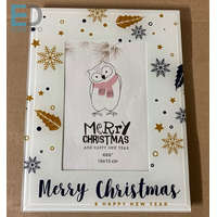 " Merry Christmas " Karácsonyi üveg képkeret 10 x 15cm álló- fekvő kivitel
