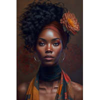  Afrikai nő virággal vászonkép