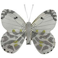  Csipeszes pillangó, fehér-szürke, 4,8x5 cm