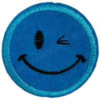  Vasalható matrica, smiley, kék, 4,5 cm