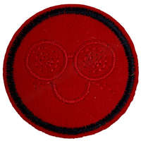  Vasalható matrica, smiley, piros hímzéssel, 4,5 cm