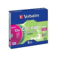 VERBATIM VERBATIM CD-RW80 700MB/ 12x/ COLOR slim/ 5 csomag