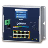 PLANET Planet WGS-5225-8P2SV plochý L3 switch, 8x1Gb, 2x2.5Gb SFP, PoE 30/240W, 48-56VDC, -20~70°C, IP30, ventilátor nélküli, érintőképernyős LCD