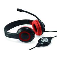 Conceptronic Conceptronic Fejhallgató - CCHATSTARU2R (USB, hangerőszabályzó, 200 cm kábel, fekete/piros)