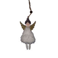 Fakopáncs Karácsonyi dekoráció (angyal fehér szőrme ruhában)