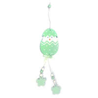 Fakopáncs Húsvéti dekorációs figura (zöld-fehér tojás csibe zöld virágokkal)