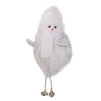 Fakopáncs Karácsonyi dekoráció (fehér szőrme ruhás hóember fehér sapkában répa orral)