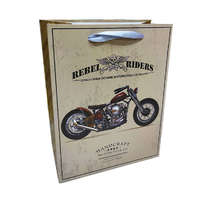 Fakopáncs Ajándéktasak - közepes (bézs-barna alapon Rebel Riders, motorral)