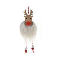 Fakopáncs Karácsonyi dekorációs figura (fehér szőrme ruhás rénszarvas)