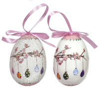 Fakopáncs Húsvéti tojás (4db-os, fehér hátteren virágzó tavaszi faág tojásokkal)