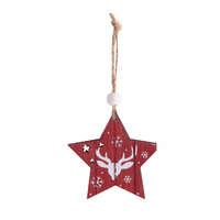 Fakopáncs Karácsonyi dekoráció (bordó csillag rénszarvassal, 2 db)