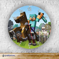 Minecraft - Steve okrúhle sklenené nástenné hodiny