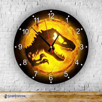 Jurassic World okrúhle sklenené nástenné hodiny