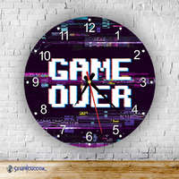 Game over pixel okrúhle sklenené nástenné hodiny