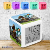 Minecraft - Steve meniace farbu svetelný budík