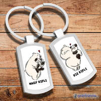 Malý rožok, Veľký rožok párová kovová kľúčenka (2ks)