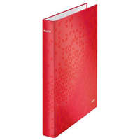  Gyűrűs könyv, 2 gyűrű, D alakú, 40 mm, A4 Maxi, karton, LEITZ "Wow", piros