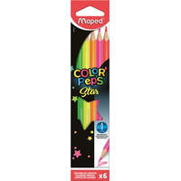MAPED Színes ceruza készlet, háromszögletű, MAPED "Color&#039;Peps Star Fluo", 6 különböző szín
