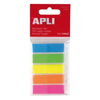 APLI Jelölőcímke, műanyag, 5x25 lap, 12x45 mm, APLI, 5 szín