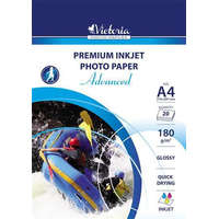 VICTORIA PAPER Fotópapír, tintasugaras, A4, 180 g, fényes, VICTORIA PAPER "Advanced"