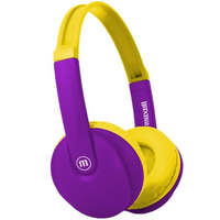  Fejhallgató, gyerek méret, vezeték nélküli, Bluetooth, mikrofonnal, MAXELL "HP-BT350", lila-sárga