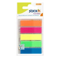 STICK N Jelölőcímke, műanyag, 5x25 lap, 45x12 mm, STICK N, neon színek