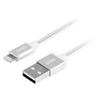  GND Lightning / USB kábel 1 méter, fonott - ezüst szín Adat- és tápkábel MFI-tanúsítvánnyal Apple-hez, 1 méter hosszú, ezüst színű