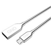  GND MicroUSB / USB kábel 1m, acélspirál borítás ezüst szín Adat- és tápkábel, csatlakozó USB A - microUSB