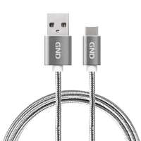  GND Type-C / USB kábel 1 méter, fonott - titán szín Adat- és tápkábel, USB A - USB-C csatlakozó